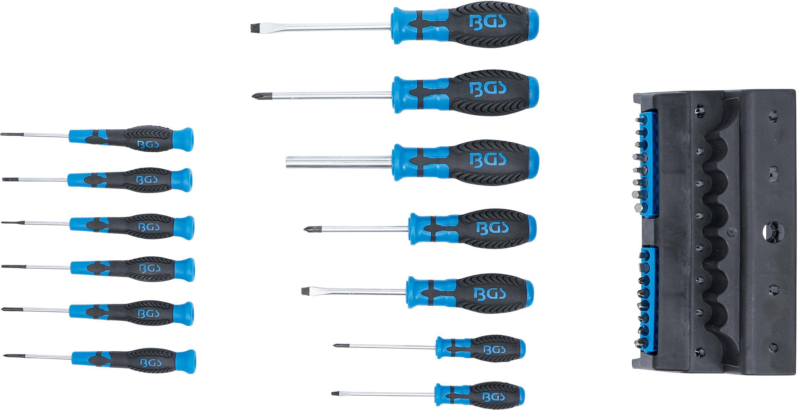 BGS Schraubendreher-Satz | mit Bit-Sortiment | im Kunststoffstnder |