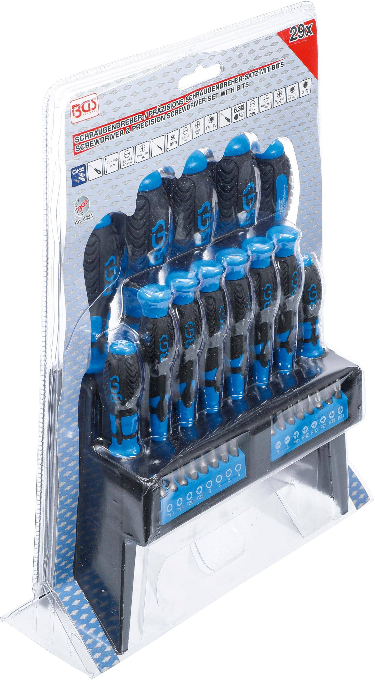 BGS Schraubendreher-Satz | mit Bit-Sortiment | im Kunststoffstnder |