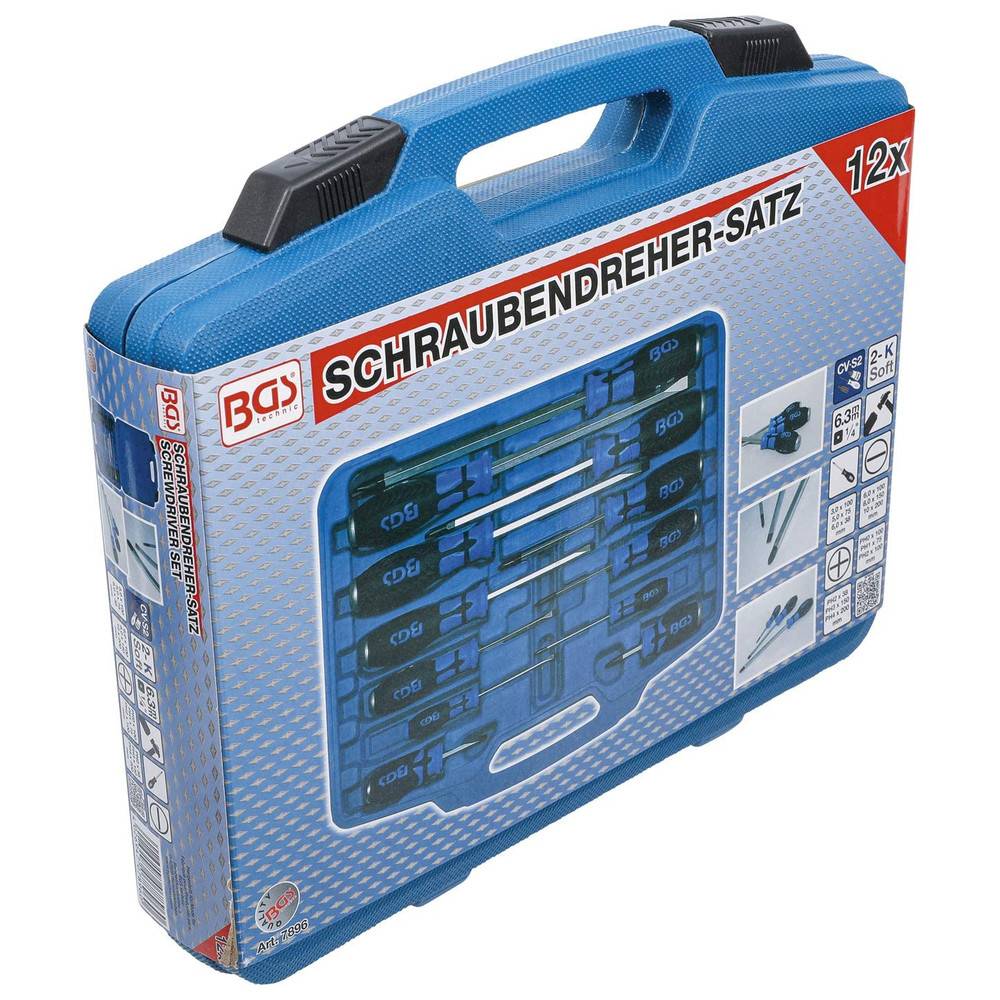 BGS Schraubendreher-Satz 1/4" im Koffer 12-tlg. Kreuzschlitz/Schlitz