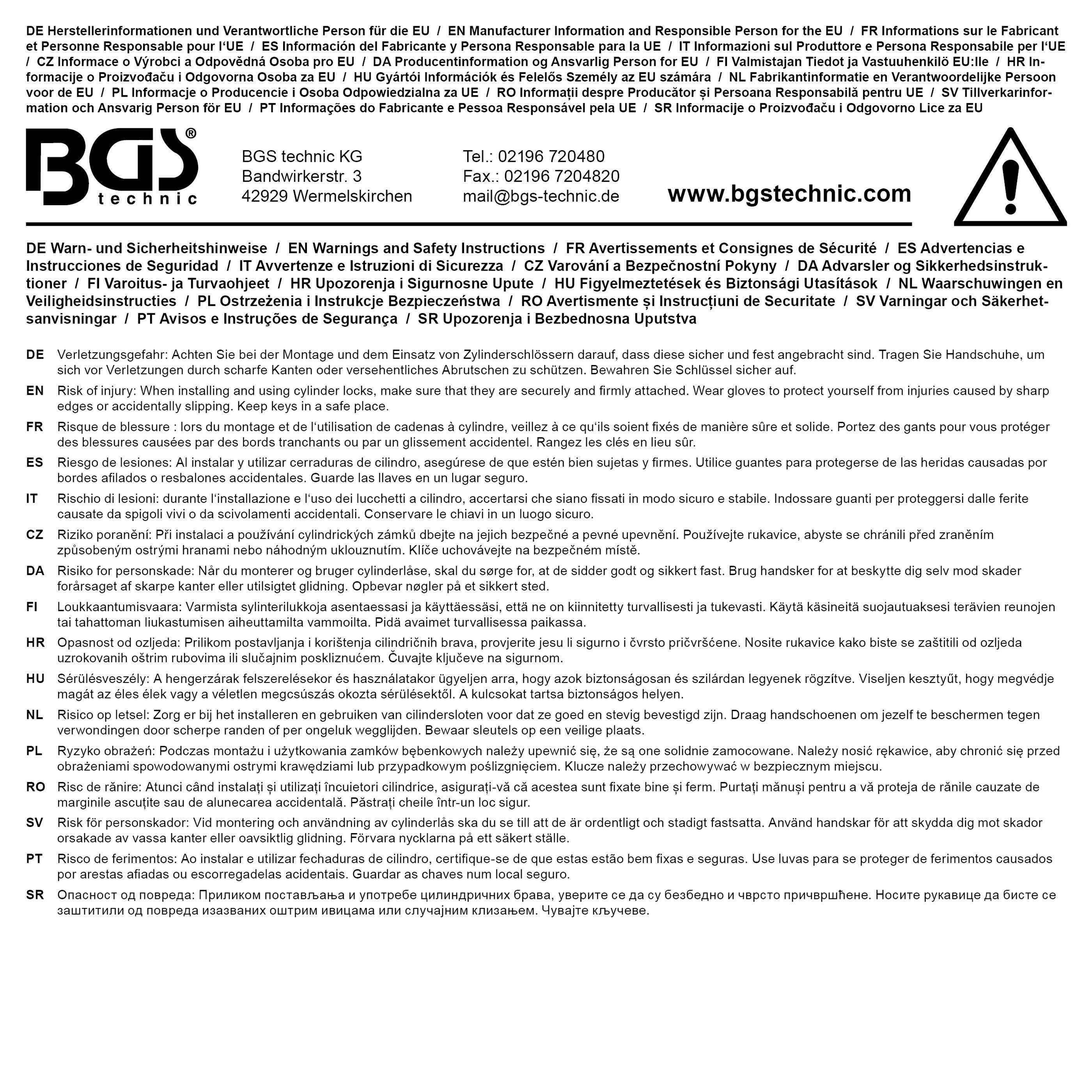 BGS Do It Yourself Sicherheits-Trzylinder | mit Drehknauf | 80 mm