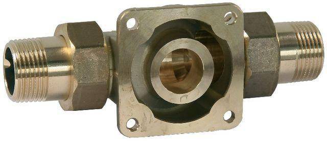 Ein metallischer Rohrflansch mit einer kreisförmigen Öffnung und vier Bolzenlöchern zur Befestigung, wahrscheinlich verwendet in industriellen Rohrleitungssystemen.