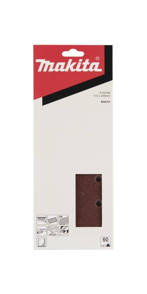 makita Schleifpapier P-33180 B115xL232mm Krnung 60 rot Klett gelocht