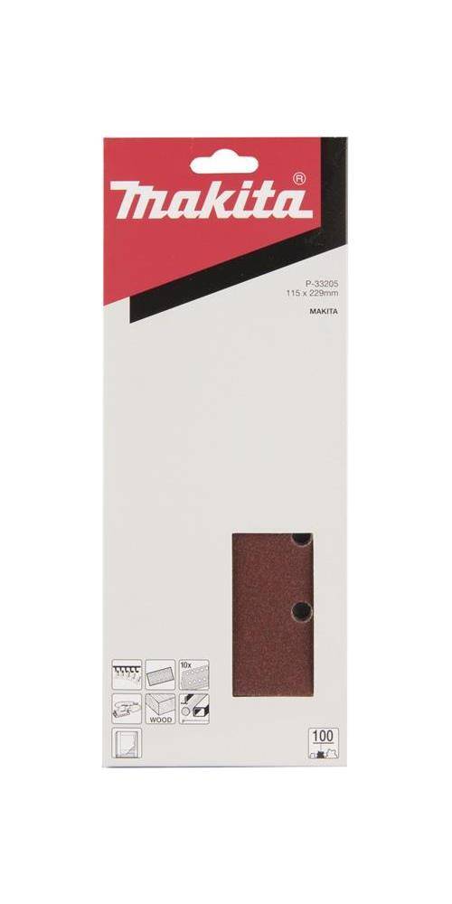 makita Schleifpapier P-33205 B115xL232mm Krnung 100 rot Klett gelocht