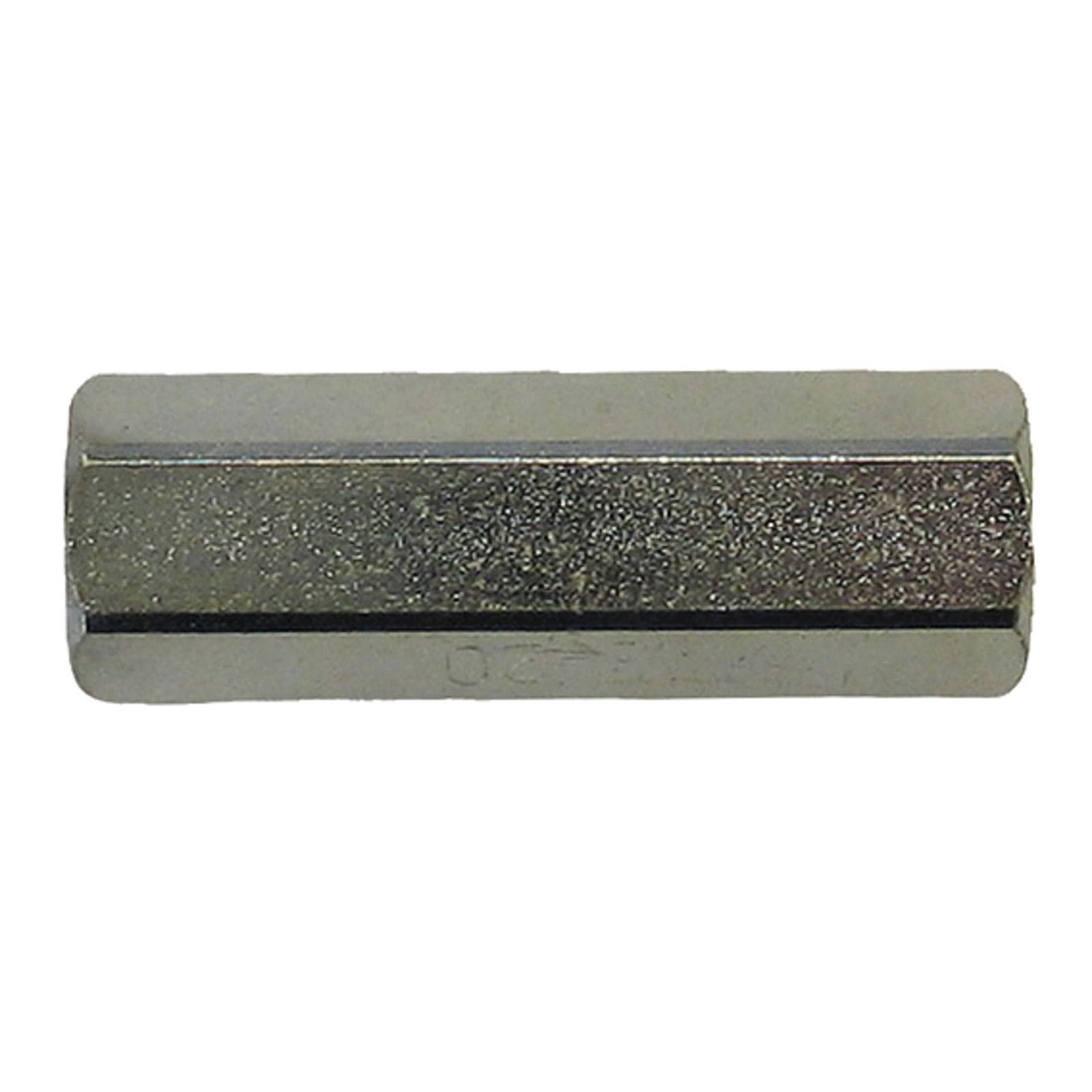 Eine Sechskantmutter mit metallischer Beschichtung, konstruiert mit sechsseitiger Form für den Einsatz in verschiedenen mechanischen Anwendungen.