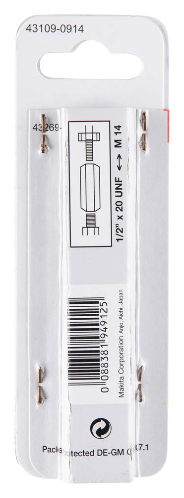 Packung mit kleinen Metallhaken und Befestigungselementen auf einer weiß-durchsichtigen Blistercard mit gedrucktem Installationsdiagramm und Barcode-Etikett.