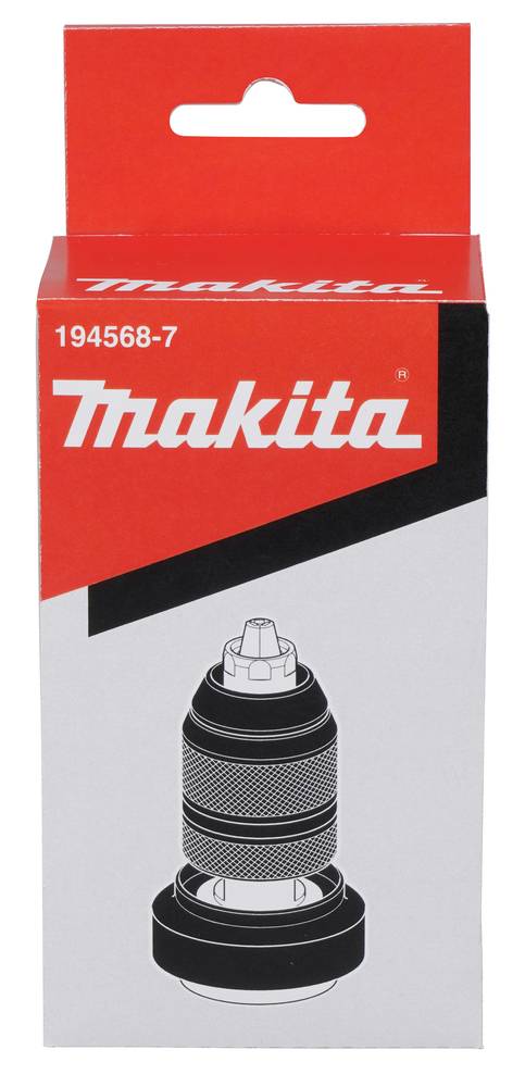 Makita-Produktbox mit einem schwarzen Bohrfutter-Zubehör, gekennzeichnet mit „194568-7