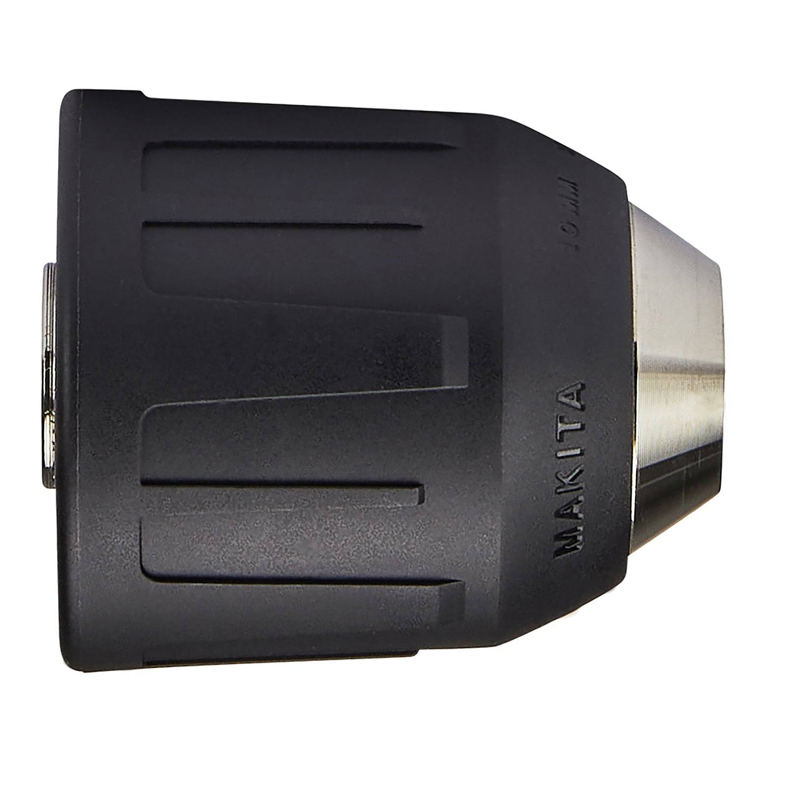 Makita-Bohrfutter in Schwarz und Silber mit gerillter Struktur. Geeignet, um Bohrereinsätze während des Betriebs sicher zu befestigen.