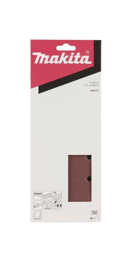 makita Schleifpapier P-33233 B115xL232mm Krnung 180 rot Klett gelocht