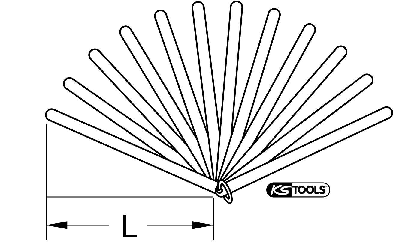 KS TOOLS Kolbenspiellehre, 8 Blatt, 0,05-0,5mm, 200mm lang