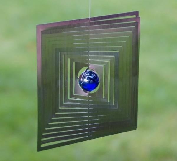 A2005 - Windspiel "Quadrat" aus Edelstahl mit Glasperle