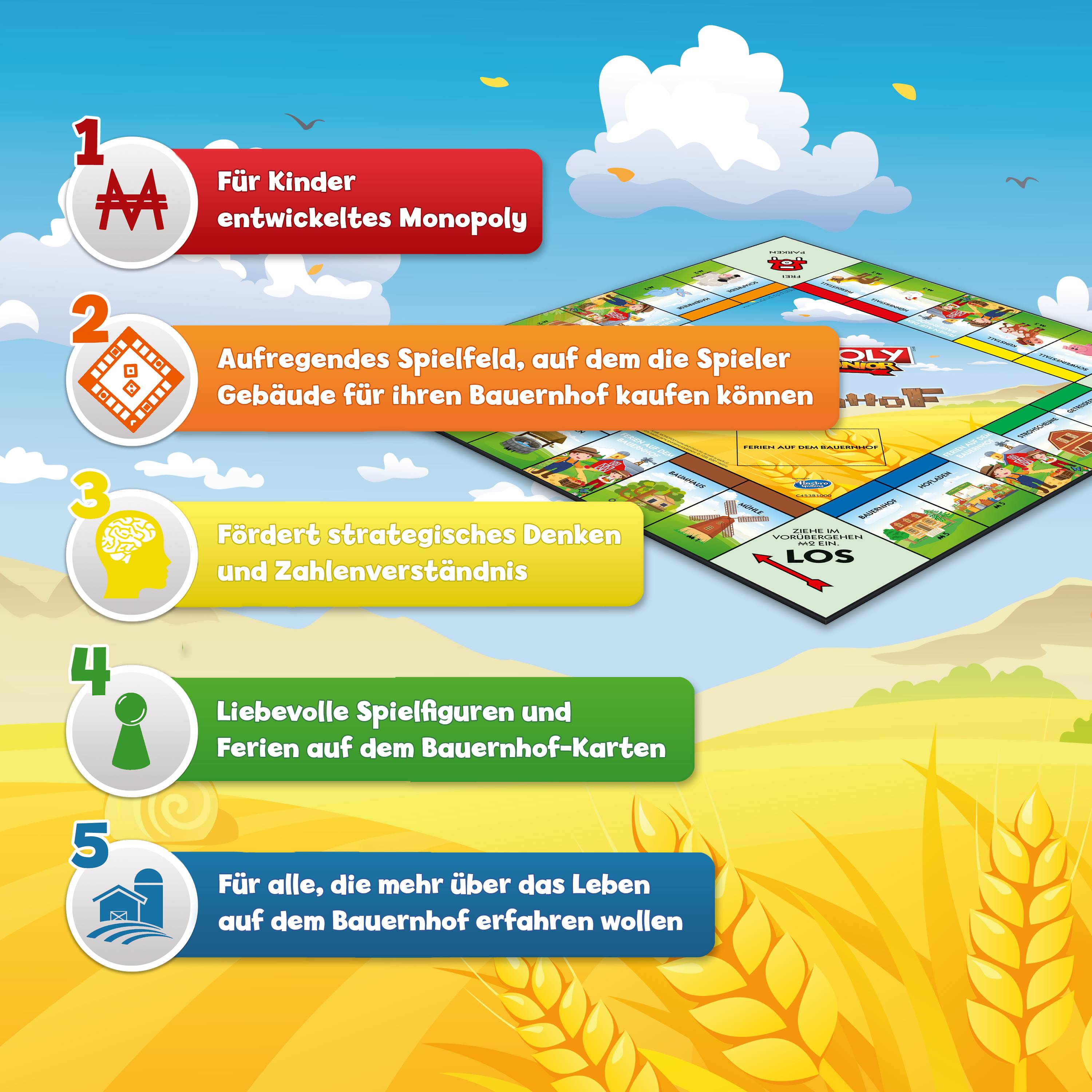 Monopoly Junior - Mein Bauernhof Brettspiel Gesellschaftsspiel Kinder Spiel