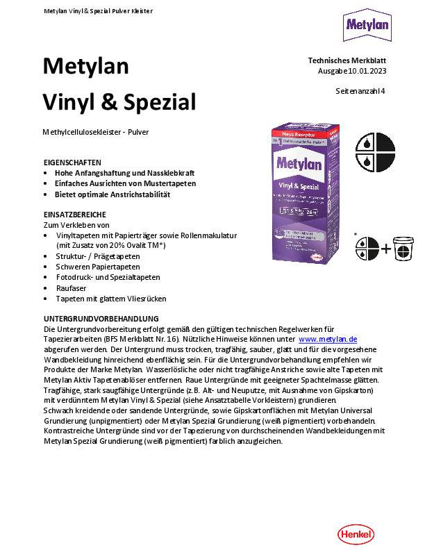 Tapetenkleister Vinyl & Spezial 360g METYLAN