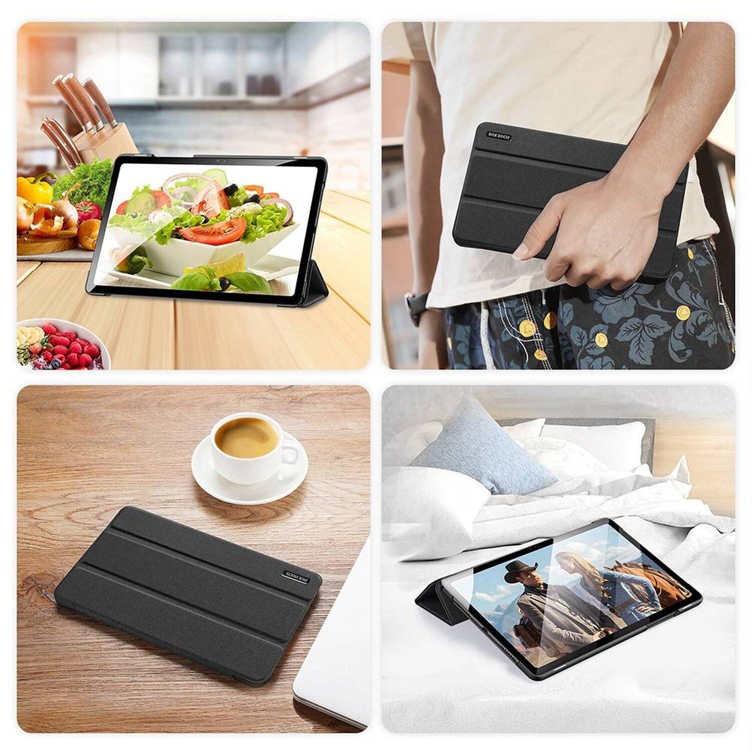 Dux Ducis Buch Tasche Hartschale mit Smart Sleep Standfunktion Samsung Galaxy Tab S8 Plus (SM-X800) Tablet Hülle Schwarz