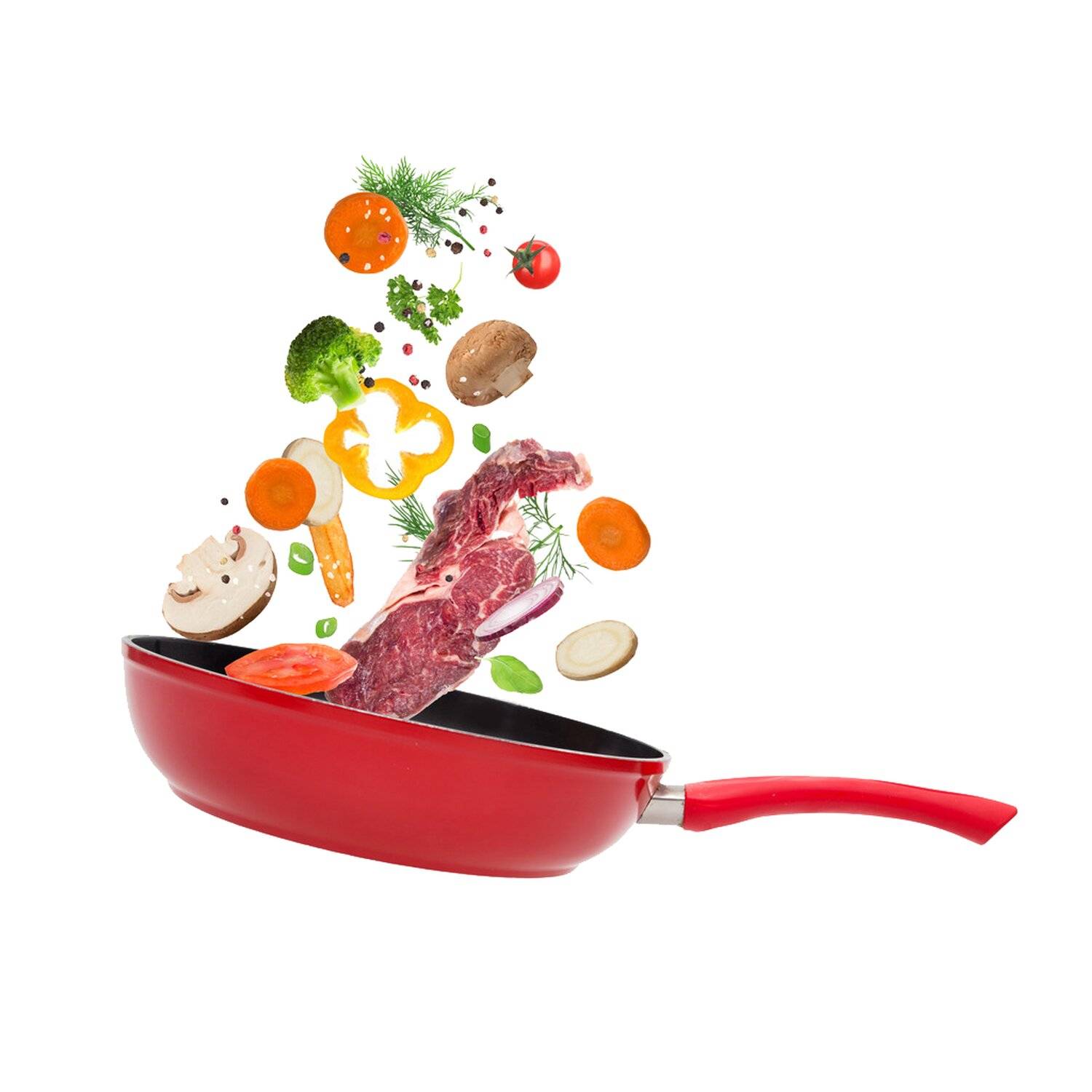 Bratpfanne "FFP" Serie Stielpfanne Ø30cm Induktion Braten Steak Schmorpfanne Grill Pfanne Rot