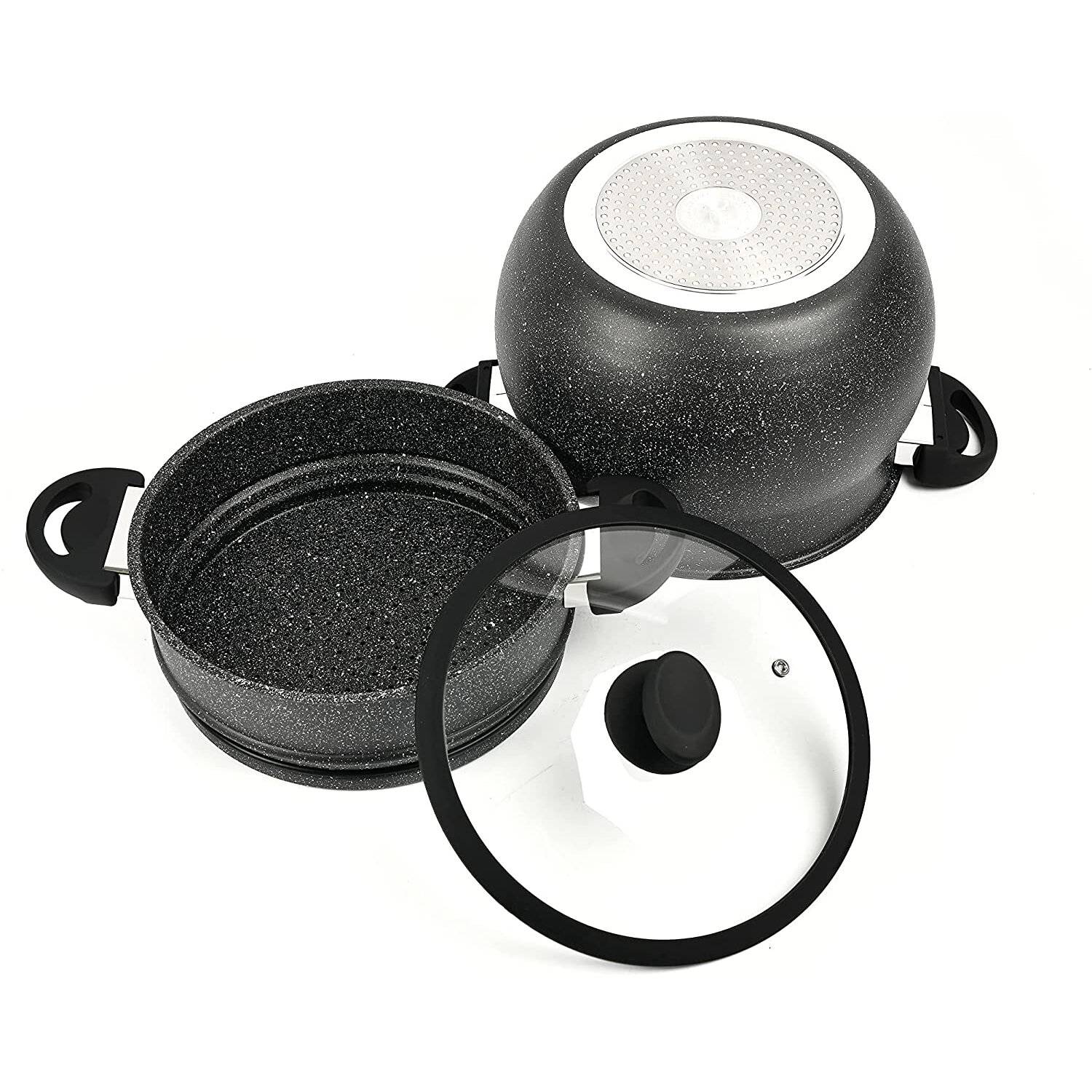 3 tlg Kuskus Topf 12L Dampfgarer COUSCOUS Ø26cm Dampfkocher Gemüse Steamer Induktion Mantykocher