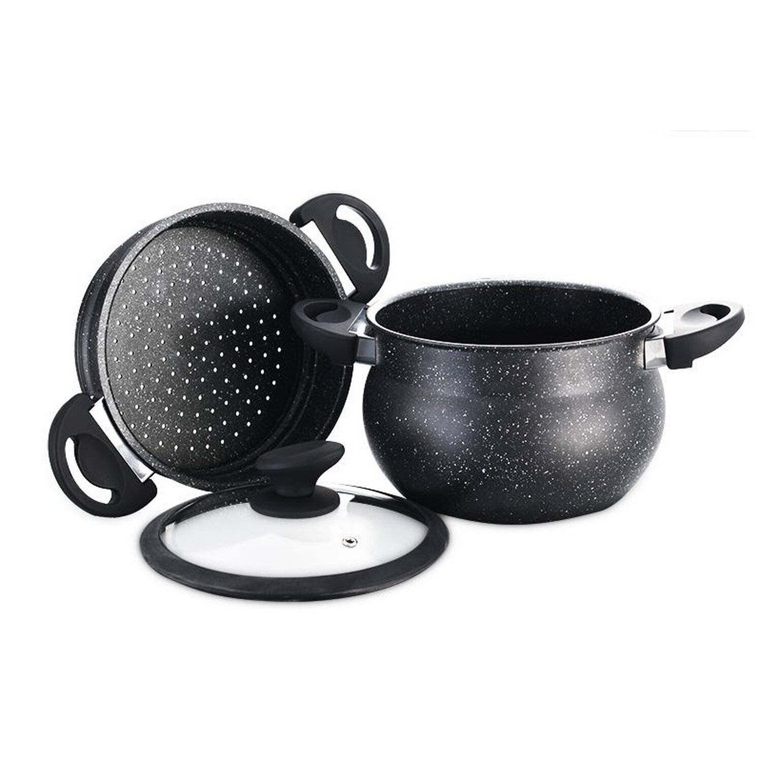 3 tlg Kuskus Topf 12L Dampfgarer COUSCOUS Ø26cm Dampfkocher Gemüse Steamer Induktion Mantykocher