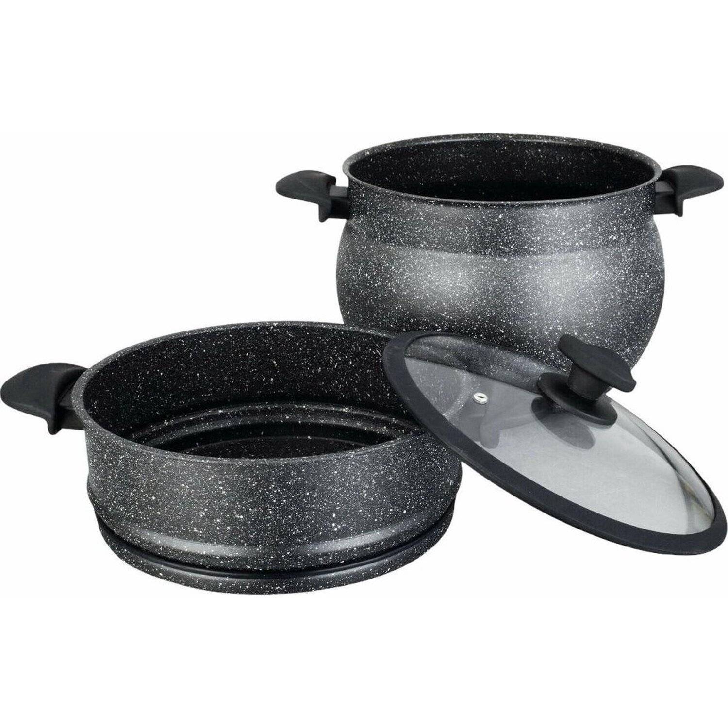 3 tlg Kuskus Topf 8L Dampfgarer COUSCOUS Ø24cm Dampfkocher Gemüse Steamer Induktion Mantykocher