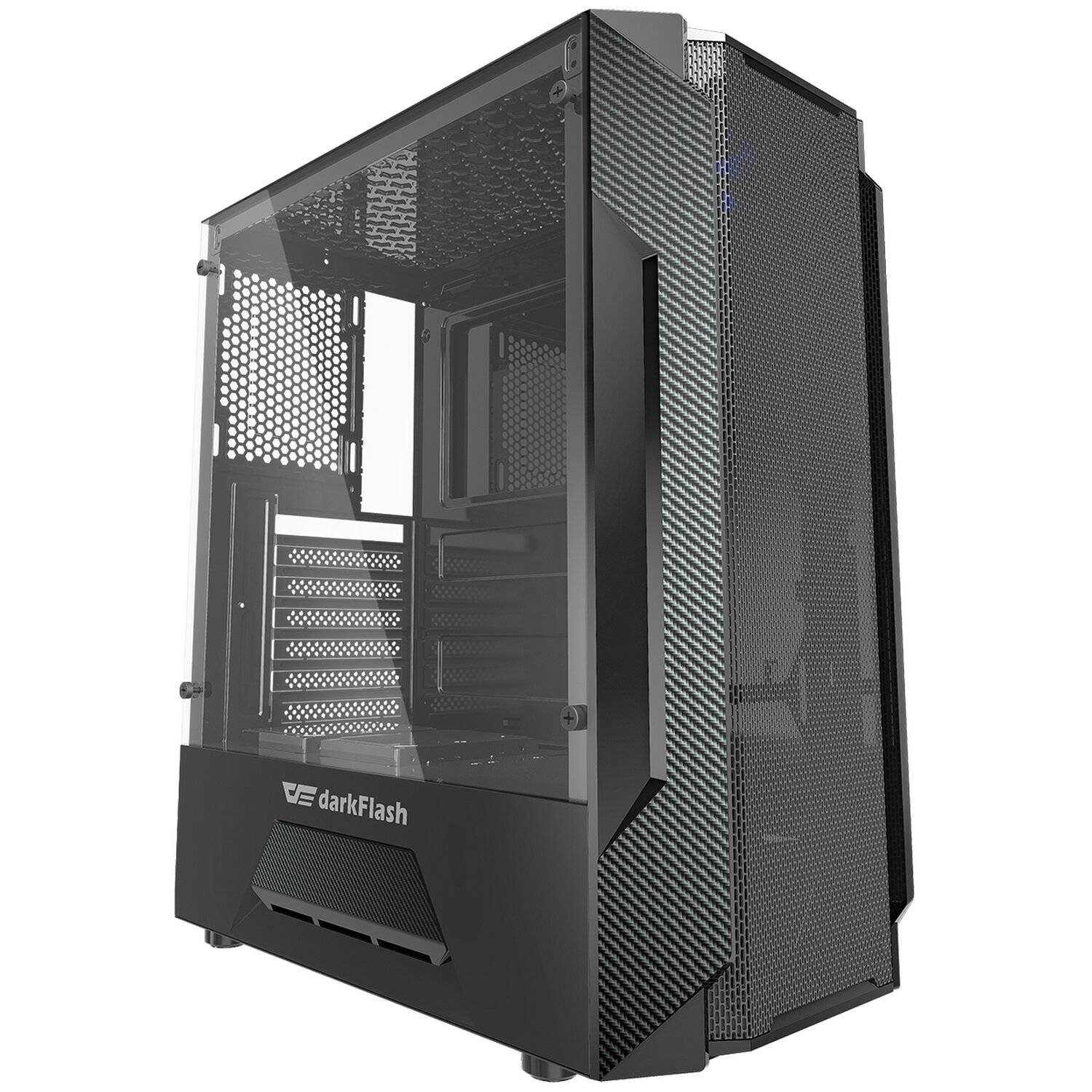 Darkflash Leo Tower USB3.0 Computer Gamer Case PC-Gehäuse bis zu 6 Lüfter Seitenwand aus Gehärtetes Glas RGB Beleuchtung