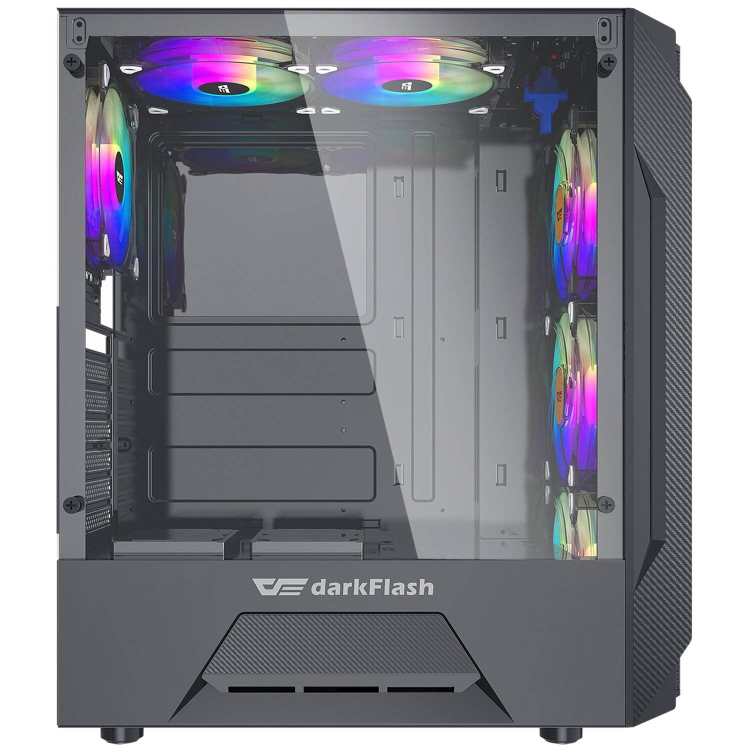 Darkflash Leo Tower USB3.0 Computer Gamer Case PC-Gehäuse bis zu 6 Lüfter Seitenwand aus Gehärtetes Glas RGB Beleuchtung