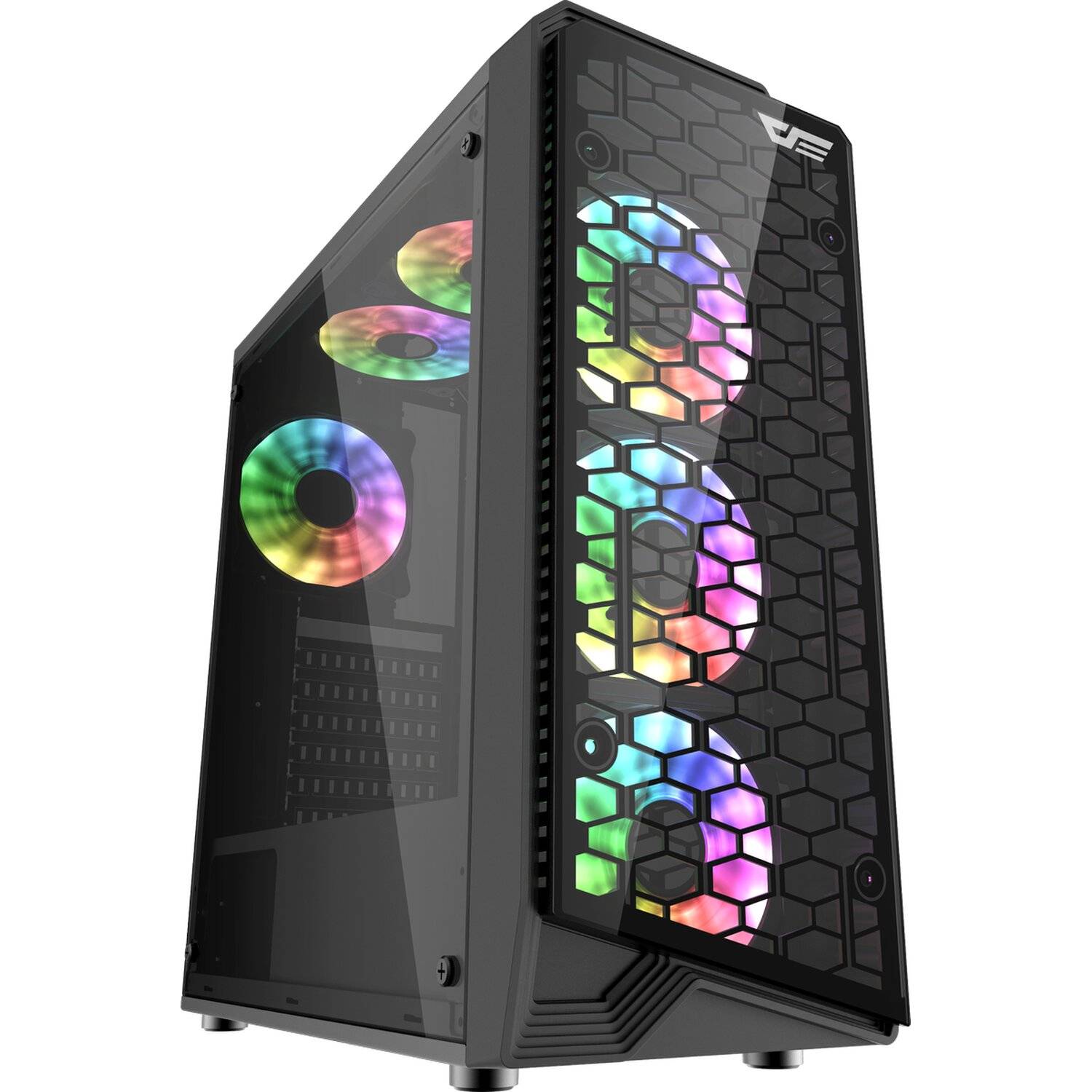 Darkflash Water Square 5 Tower USB3.0 Gamer PC-Gehäuse bis zu 8 Lüfter Seitenwand aus Gehärtetes Glas RGB Beleuchtung