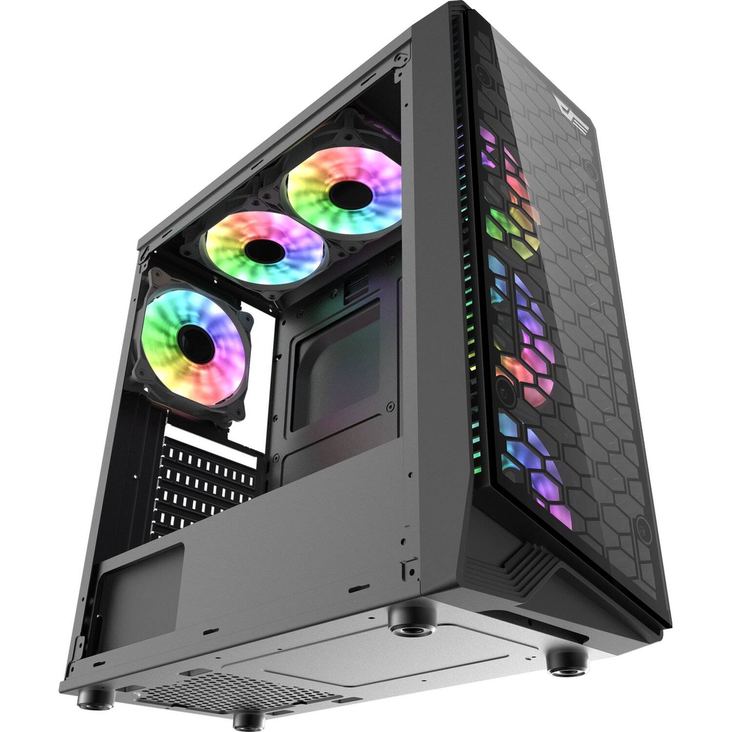 Darkflash Water Square 5 Tower USB3.0 Gamer PC-Gehäuse bis zu 8 Lüfter Seitenwand aus Gehärtetes Glas RGB Beleuchtung