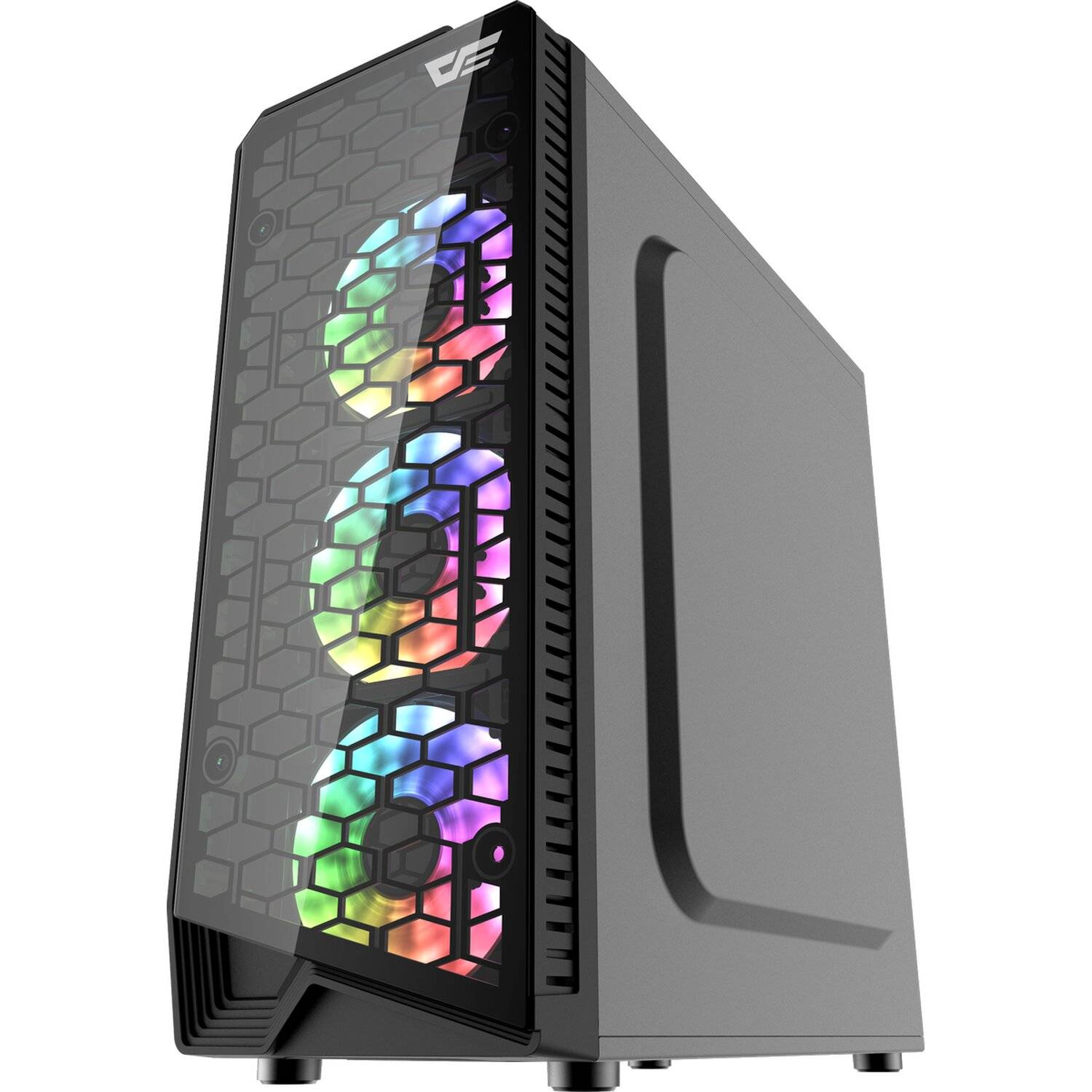 Darkflash Water Square 5 Tower USB3.0 Gamer PC-Gehäuse bis zu 8 Lüfter Seitenwand aus Gehärtetes Glas RGB Beleuchtung