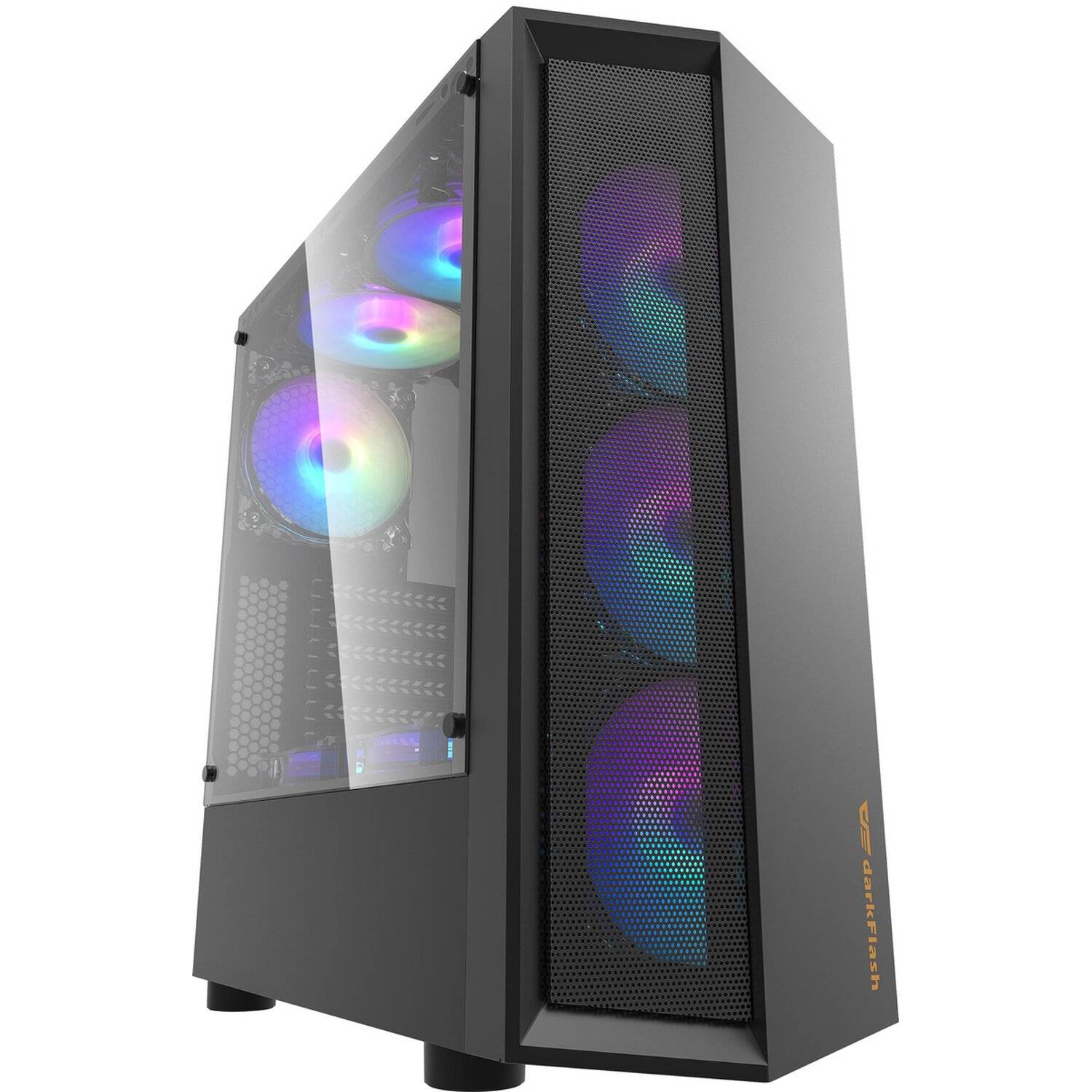 Darkflash Wave Tower USB3.0 Computer Gamer PC-Gehäuse bis zu 5 Lüfter Seitenwand aus Gehärtetes Glas RGB Beleuchtung