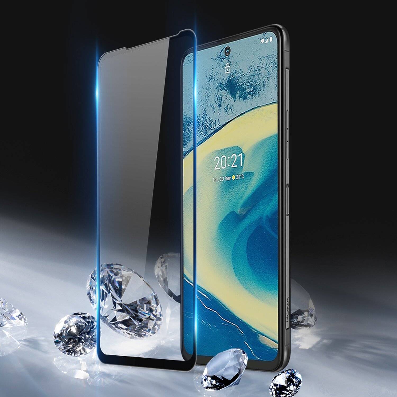 5D Schutz Glas kompatibel mit Nokia XR20 Curved Schutz Folie Vollständig Klebend und Abdeckung