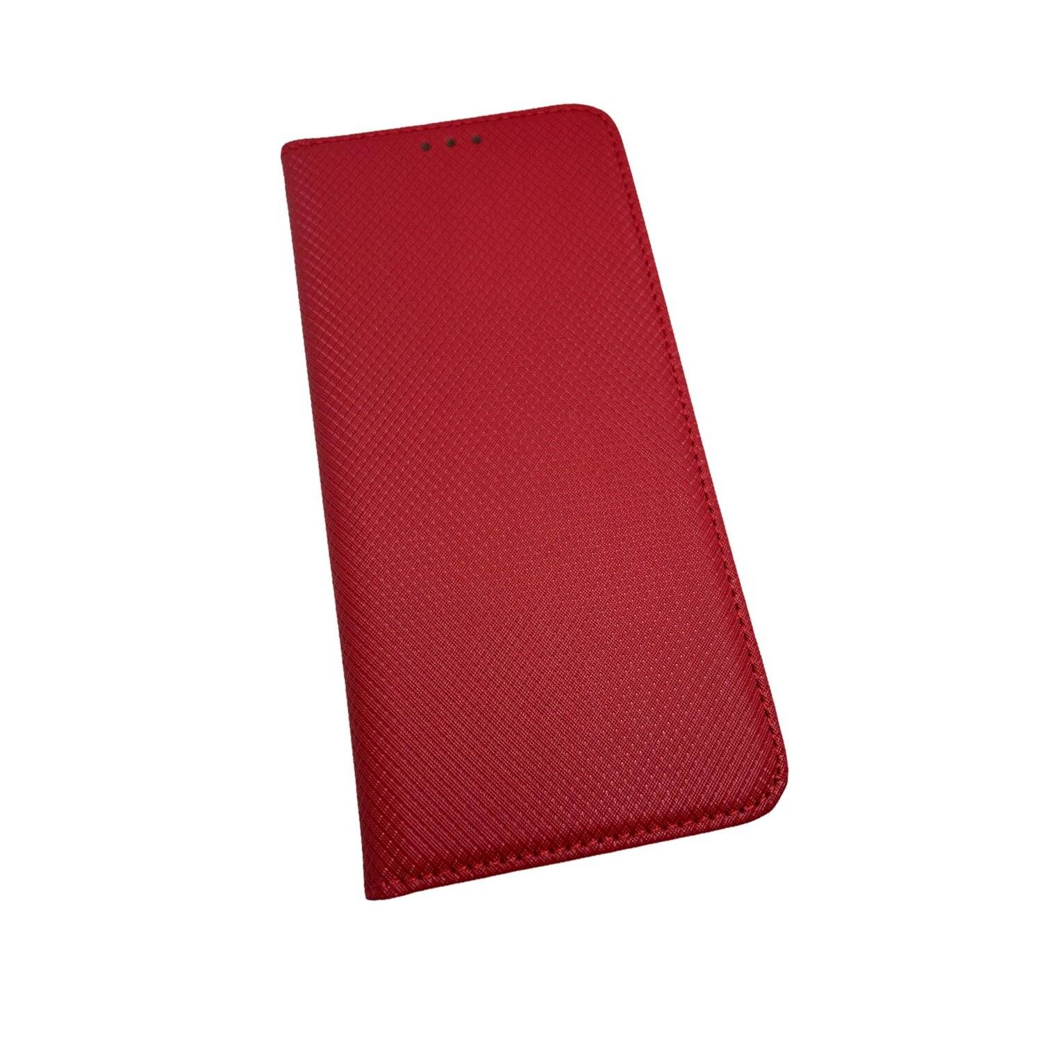 Buch Tasche "Smart" kompatibel mit XIAOMI REDMI 10 Handy Hülle Etui Schutzhülle mit Standfunktion, Kartenfach Rot