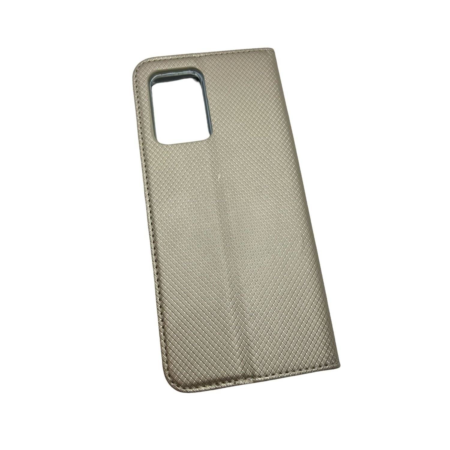 Buch Tasche "Smart" kompatibel mit XIAOMI REDMI 10 Handy Hülle Etui Schutzhülle mit Standfunktion, Kartenfach Gold