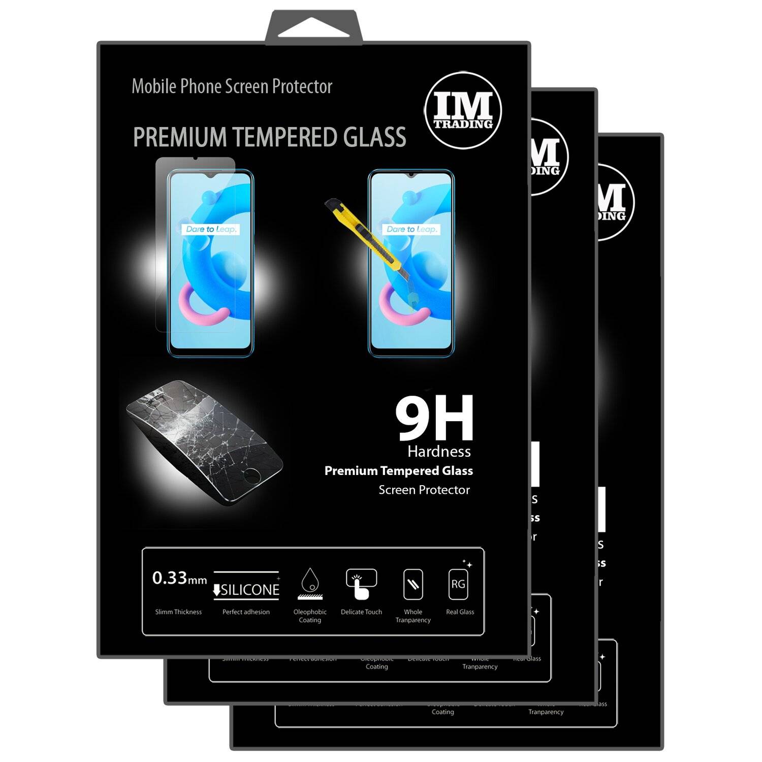 3X Schutz Schutz Glas 9H Tempered Glass Display Schutz Folie Display Glas Screen Protector kompatibel mit Realme C11