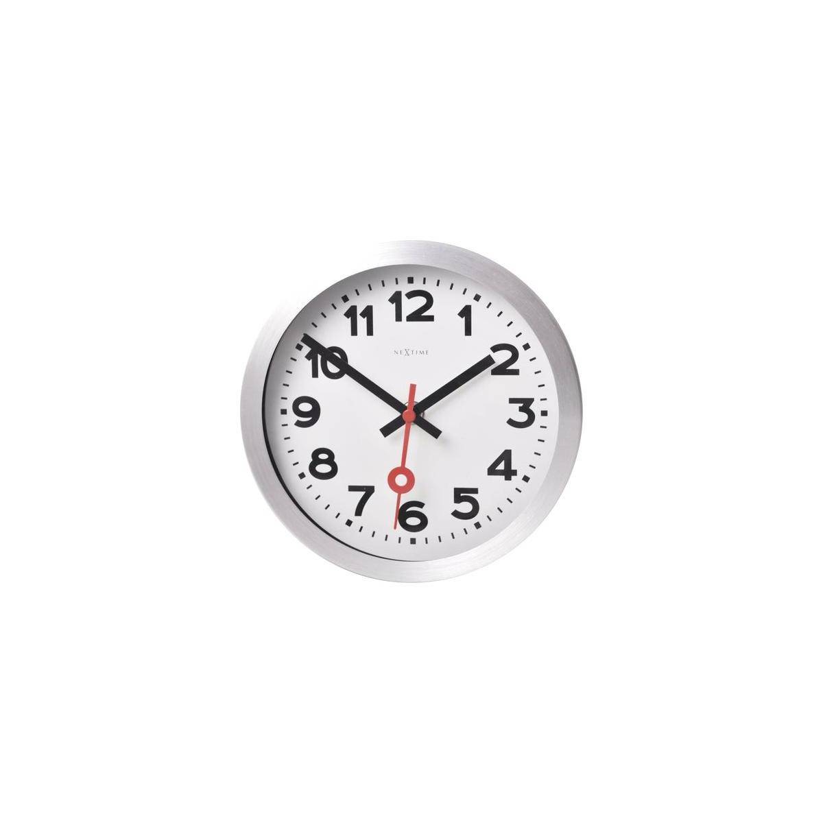 3998AR - Wand-/Tischuhr "Station Number", Aluminium, gebürstet, Ø 19 cm