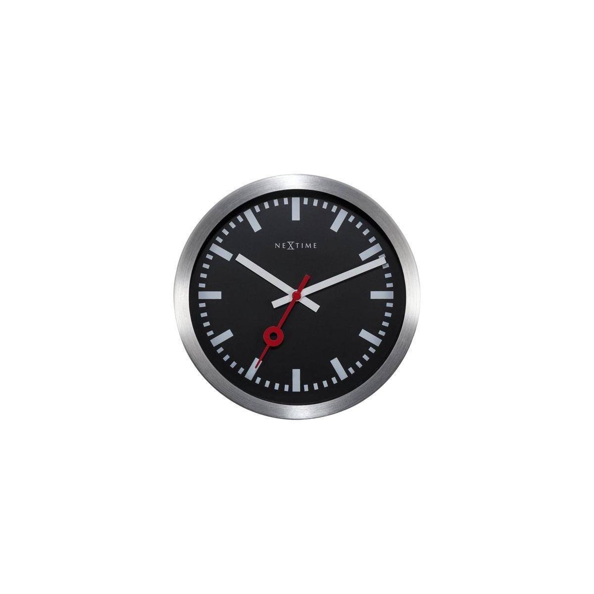 3998STZW - Wand-/Tischuhr "Station Stripe", Aluminium, Schwarz, Ø 19 cm