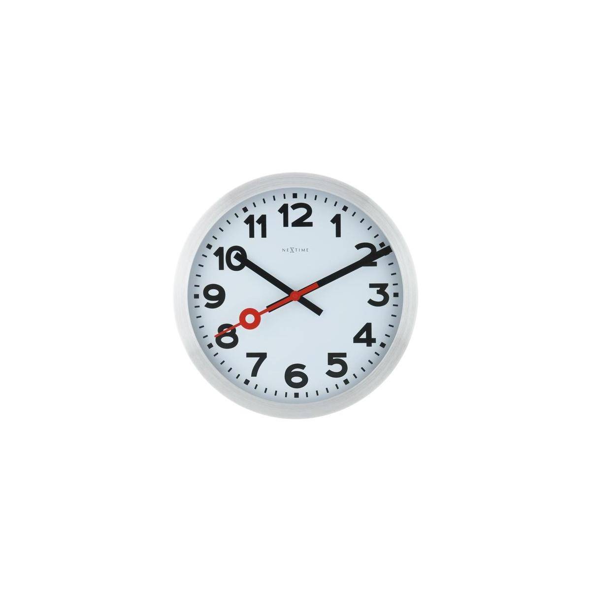 3999AR - Wanduhr "Station Numbers", Aluminium, gebürstet, 34,8 x 4,5 cm