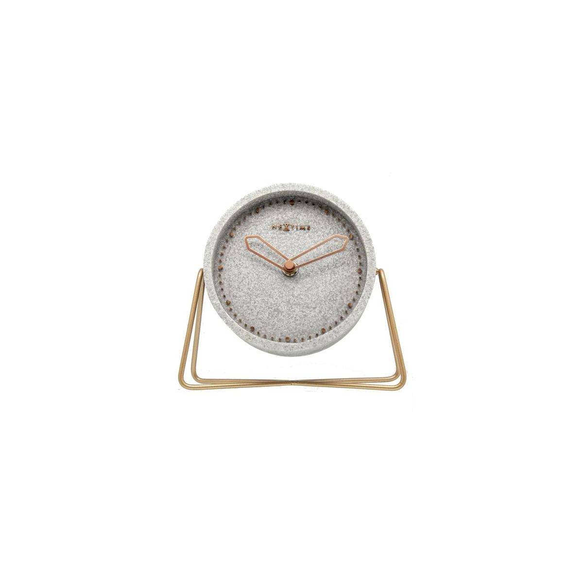 5204GS - Tischuhr "Cross Table", Polyresin, Grau, 17,5 x 15,5 x 5 cm