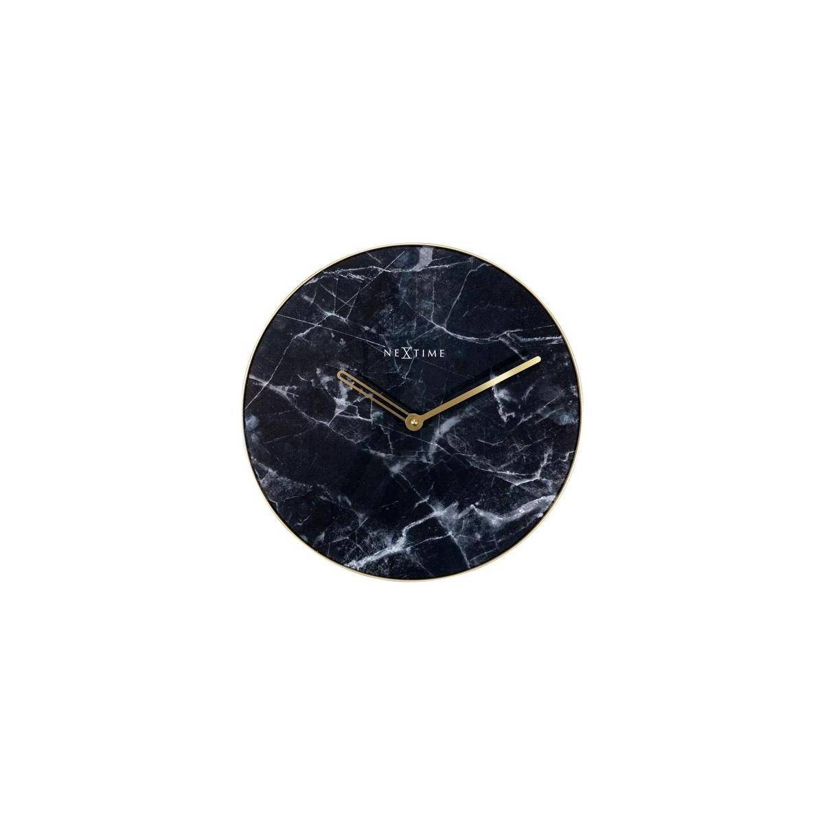 8189ZW - Wanduhr "Marble", Glas/Metall, Schwarz, Ø 40 cm