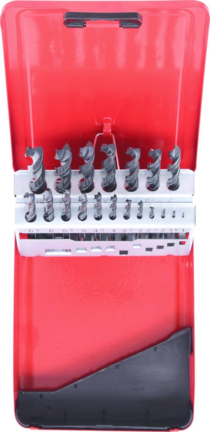 HSS-R Spiralbohrer-Satz, Stahlblechkassette, 19-tlg, 1-10mm