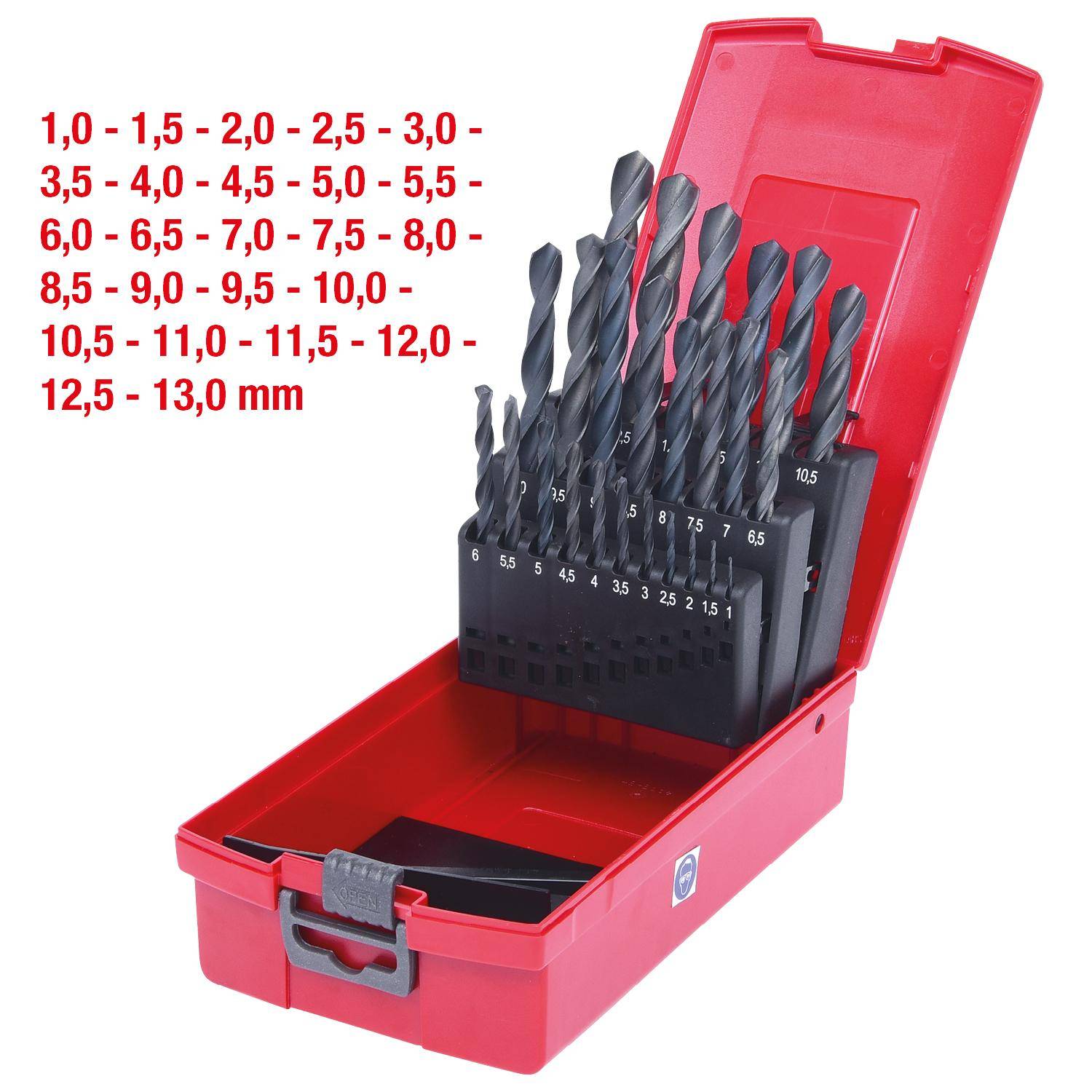 KS TOOLS HSS-R Spiralbohrer-Satz, Kunststoffkassette, 25-tlg, 1-13mm