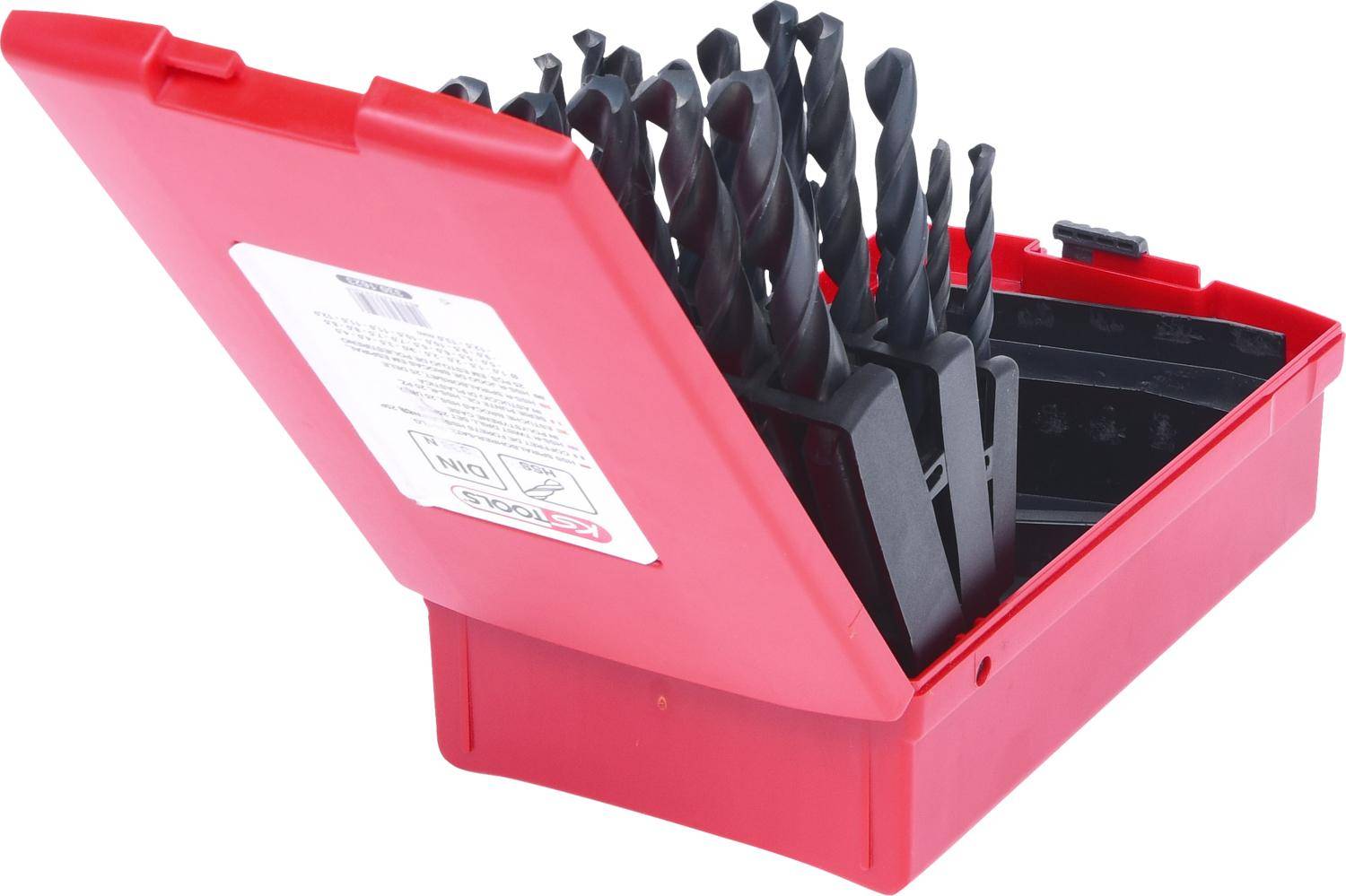 KS TOOLS HSS-R Spiralbohrer-Satz, Kunststoffkassette, 25-tlg, 1-13mm
