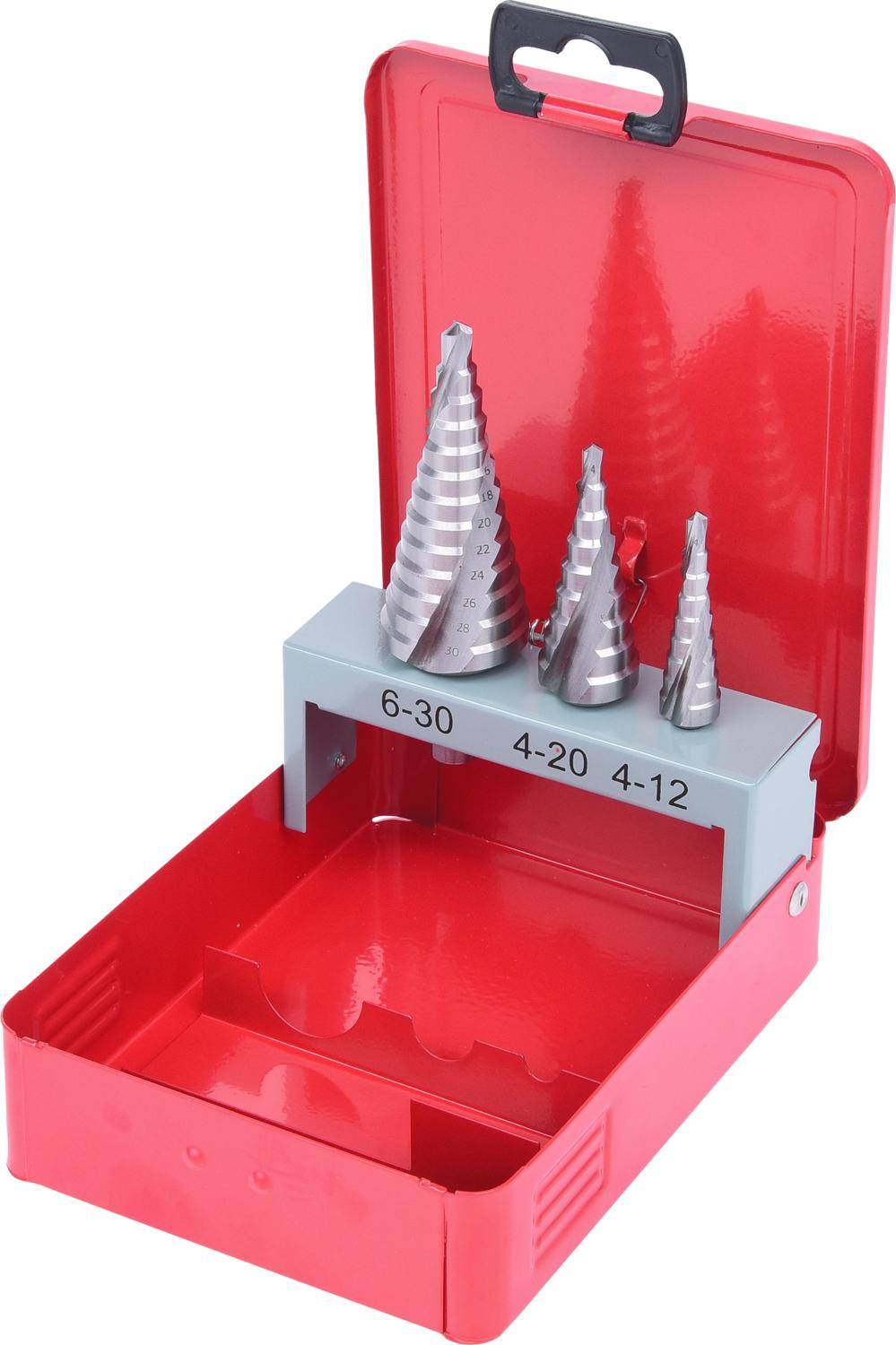 KS TOOLS HSS Stufenbohrer-Satz, Stahlblechkassette 3-tlg
