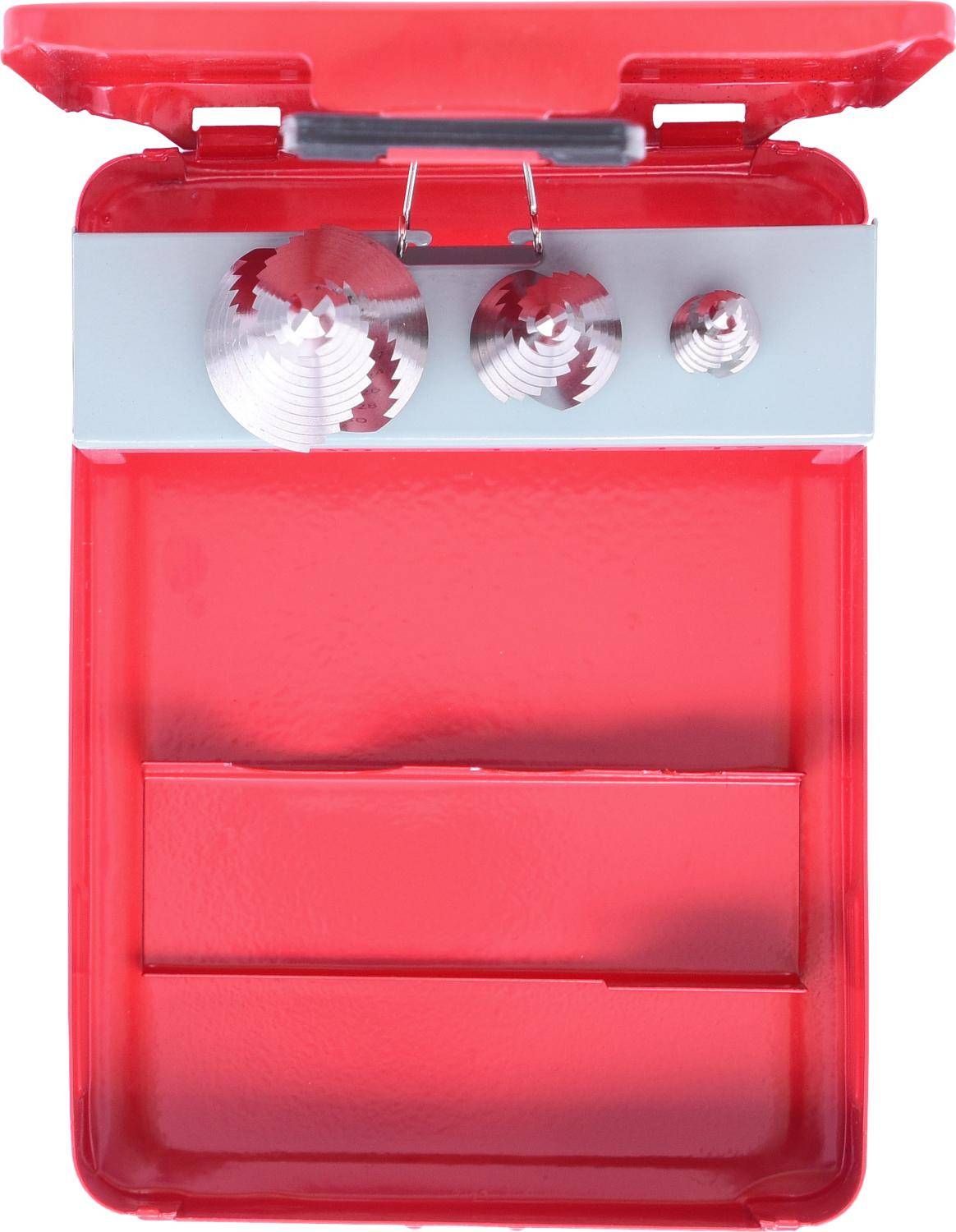 KS TOOLS HSS Stufenbohrer-Satz, Stahlblechkassette 3-tlg