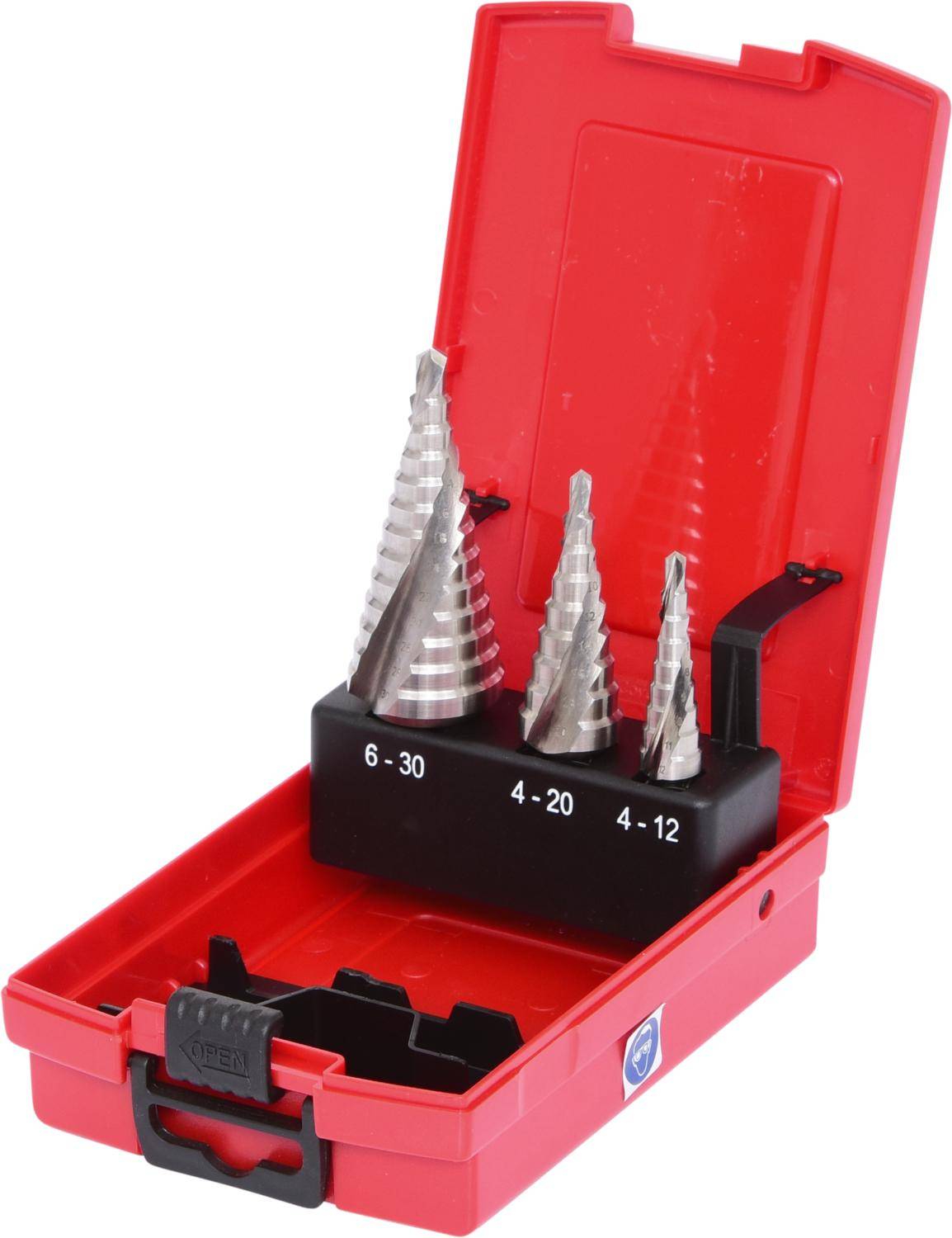 KS TOOLS HSS Stufenbohrer-Satz, Kunststoffkassette 3-tlg