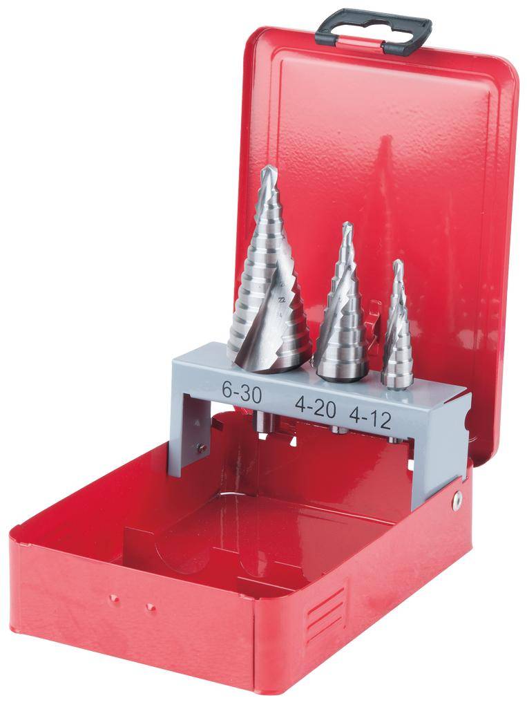 KS TOOLS HSS Co 5 Stufenbohrer-Satz, Stahlblechkassette 3-tlg