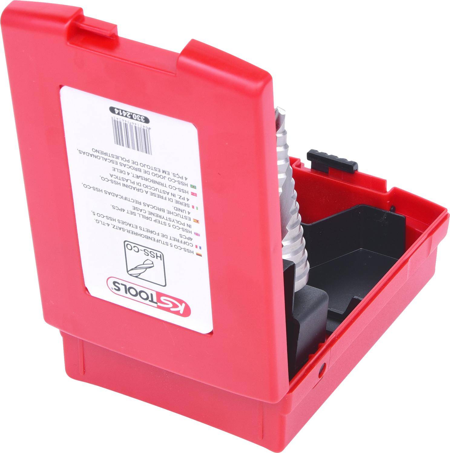 KS TOOLS HSS Co 5 Stufenbohrer-Satz, Kunststoffkassette 3-tlg