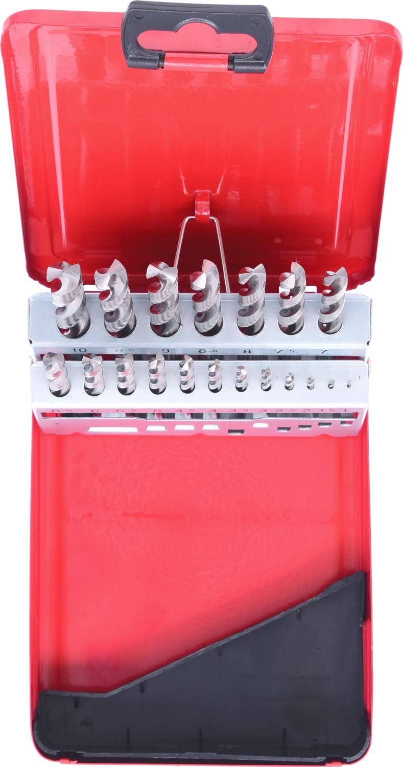HSS-G Spiralbohrer-Satz, Stahlblechkassette, 19-tlg 1-10mm