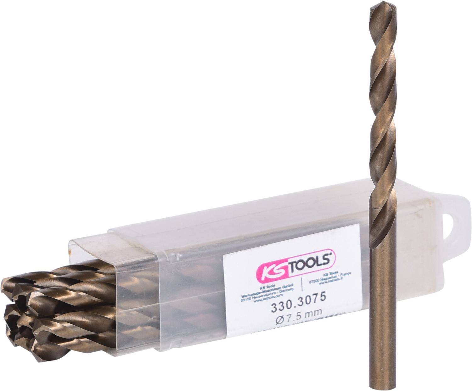 KS TOOLS HSS-G Co 5 Spiralbohrer, 7,5mm, 10er Pack