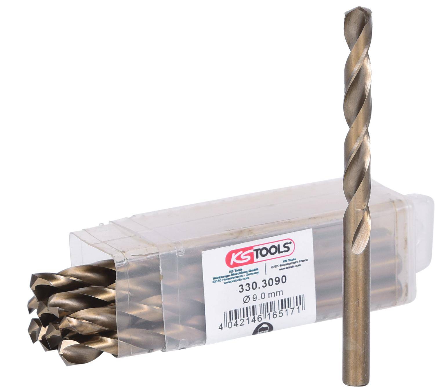 KS TOOLS HSS-G Co 5 Spiralbohrer, 9mm, 10er Pack