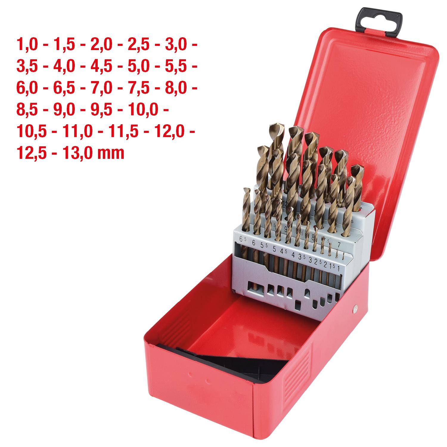 KS TOOLS HSS-G Co 5 Spiralbohrer-Satz, Stahlblechkassette, 25-tlg,