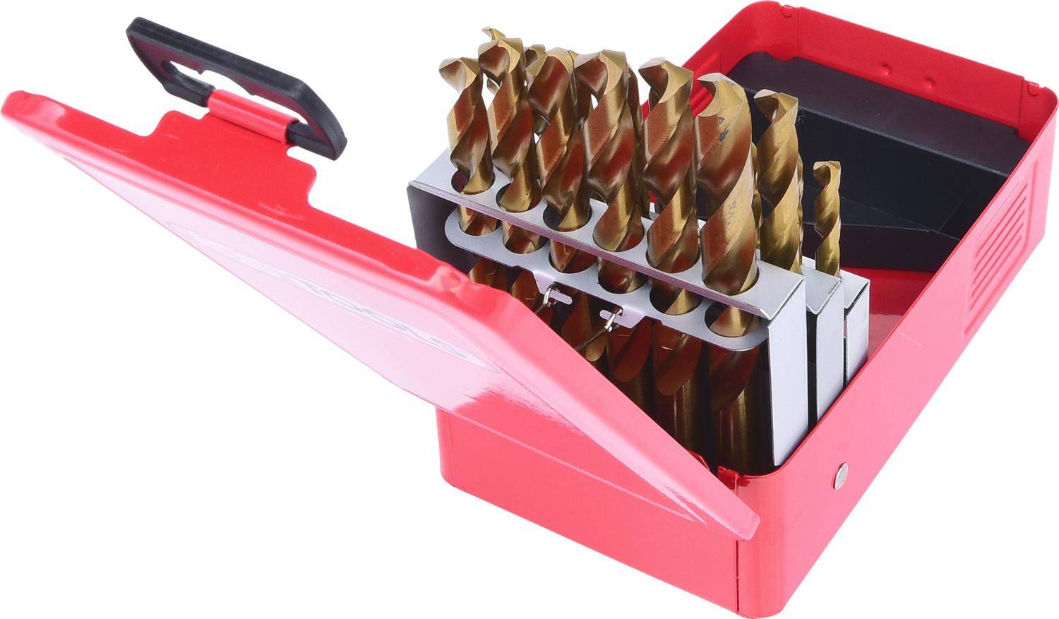 KS TOOLS HSS TiN Spiralbohrer-Satz, Stahlblechkassette 25-tlg 1-13mm