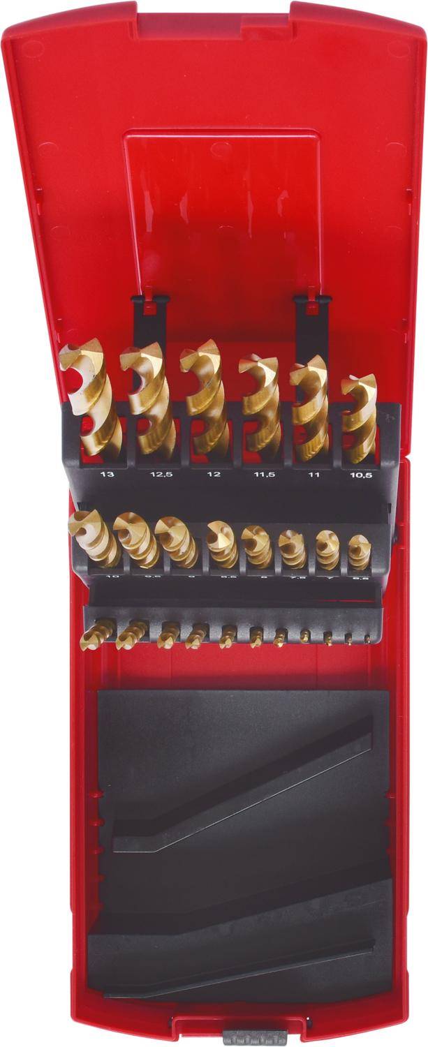 KS TOOLS HSS TiN Spiralbohrer-Satz, Kunststoffkassette 25-tlg 1-13mm